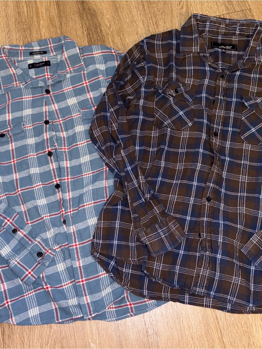 Lucky Brand & Chaps Mens Plaid Button Shirt Lot Size Large Flannel Casual b97